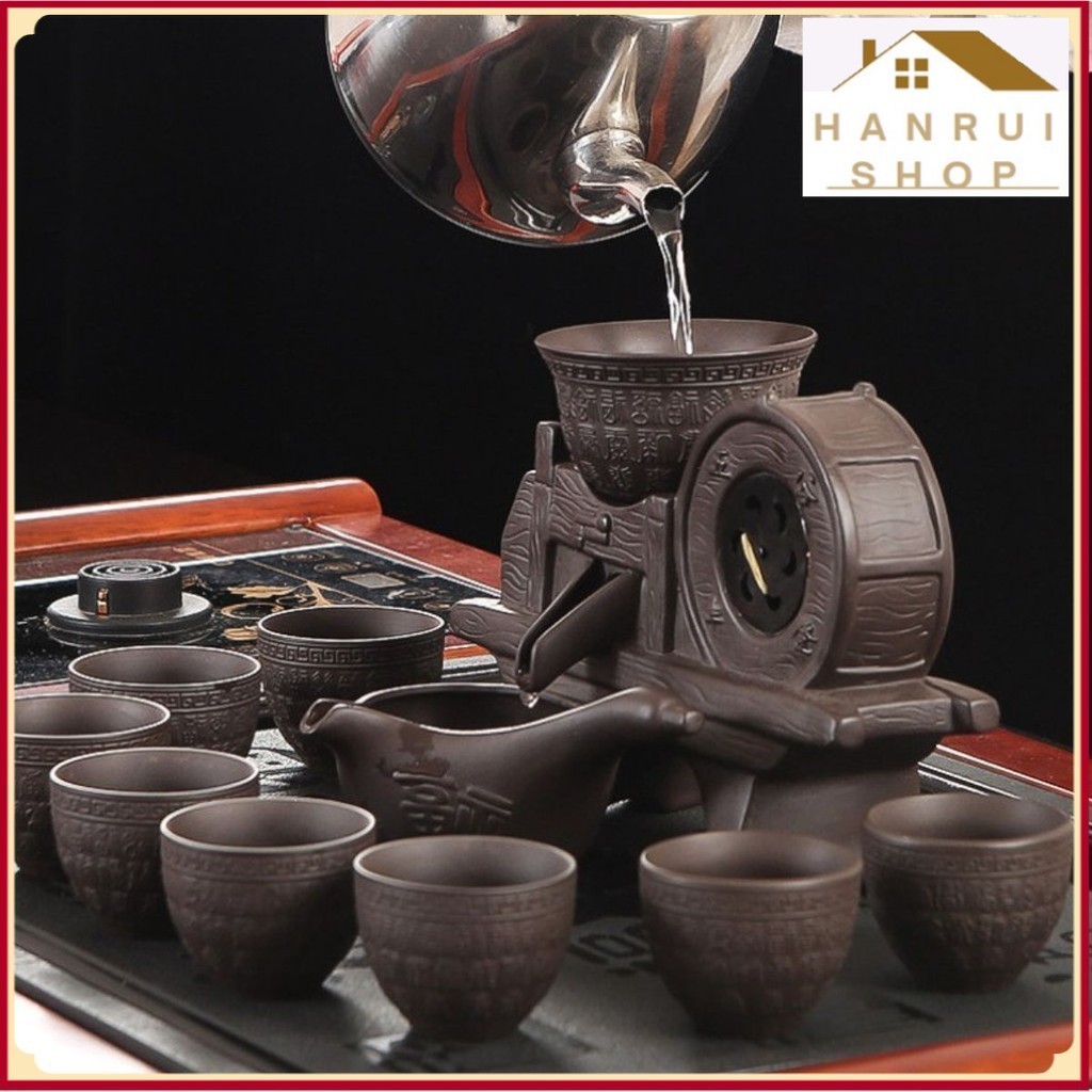 BỘ ẤM TRÀ CỐI XAY GIÓ CAO CẤP Phong Cách Nhật Bản