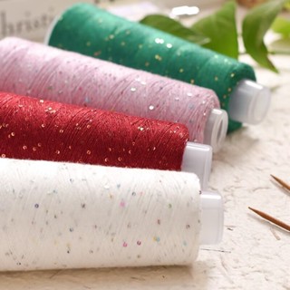 100g / Cuộn Sợi Kim Sa Lấp Lánh Nhiều Màu Sắc Sợi Lụa Sợi 2000M DIY Tay Dệt Áo Len Sợi Mịn Mùa Hè Ren Cotton Sợi DIY Phụ Kiện May Mặc