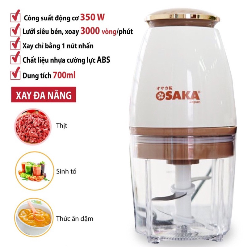 Máy Xay Thịt Đa Năng Osaka Dung Tích 750ML, Xay Thịt, Xay Cá, Xay Thực Phẩm, Xay Đồ Ăn Dặm Cho Bé