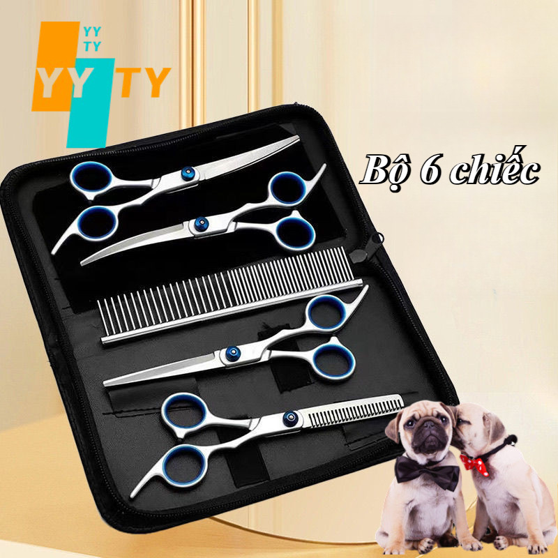 YYTY Bộ Kéo Cắt Tỉa Lông Cho Chó Mèo, Bộ 6 món có kéo cắt tỉa lông thú cưng cho chó,Có túi lưu trữ