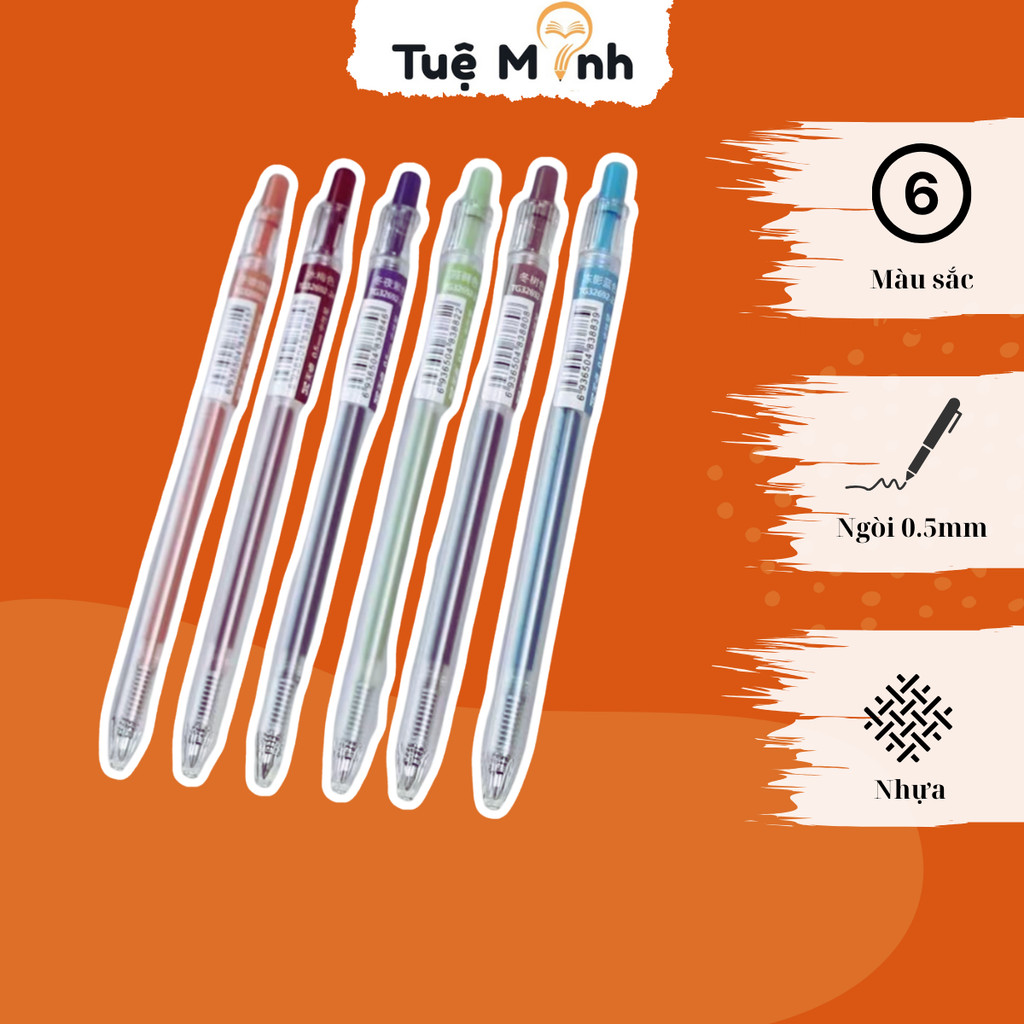 Bút Gel Mực Đen Bấm B164 TG32692: Nhanh Khô, Ngòi 0.5mm, Nhiều Màu Sắc