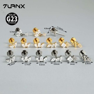 1 Mảnh Hình Lá Bên Trong Sợi G23 Titan Với Zirconia Labret Lip Stud Tai Xoắn Lobe Pinna Xuyên