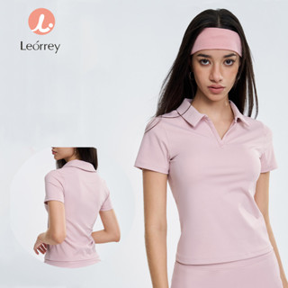 Áo polo cổ gập Leorrey, áo crop top thể thao golf tennis, cổ V, áo yoga thể dục, áo tennis ôm sát