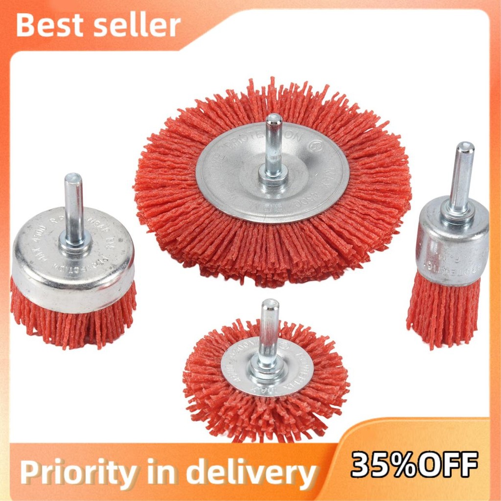 4 Dây Nylon Mài Mòn Dây Cốc Bàn Chải Nylon Đầu Bàn Chải Bộ Dụng Cụ Khoan Xoay Với Chân 1 / 4 Inch