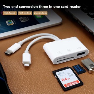 Jinhf 2 Trong 1 Đầu Đọc Thẻ OTG Loại C Lightning Sang SD TF Thẻ Nhớ Có Cổng Sạc USB Cho MacBook PC Laptop IPhone Cardreader HOT 