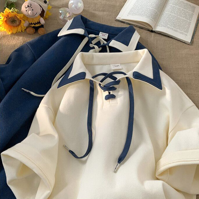 Mùa Hè 2024 Mới Của Mỹ Áo Polo Nữ Tay Ngắn Polo Top Instagram Bảng Thiết Kế Áo Thun Rời