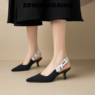 EDWENEGAINE Giày Cao Gót Mũi Nhọn GIÀY SANDAL Thời Trang Mới 2023 Cho Nữ Đi biển Đa dạng Độn đế Tiện dụng FGL2440PGW 16Z240416