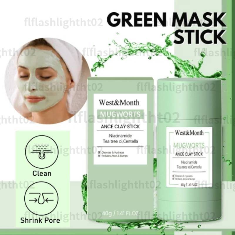 ☀HOME Green Mask Stick Mask Stick Green Tea Clay Purifying Deep Cleaning Acne Oil Remove Facial FLFL02