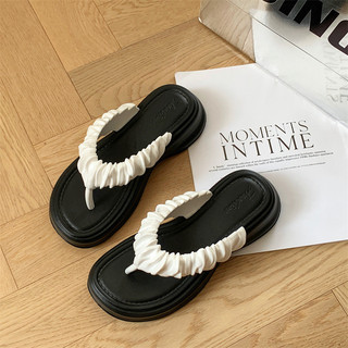 Dép tông nơ đế cao 4cm đi biển mùa hè cho nữ dép lê sỏ ngón nữ