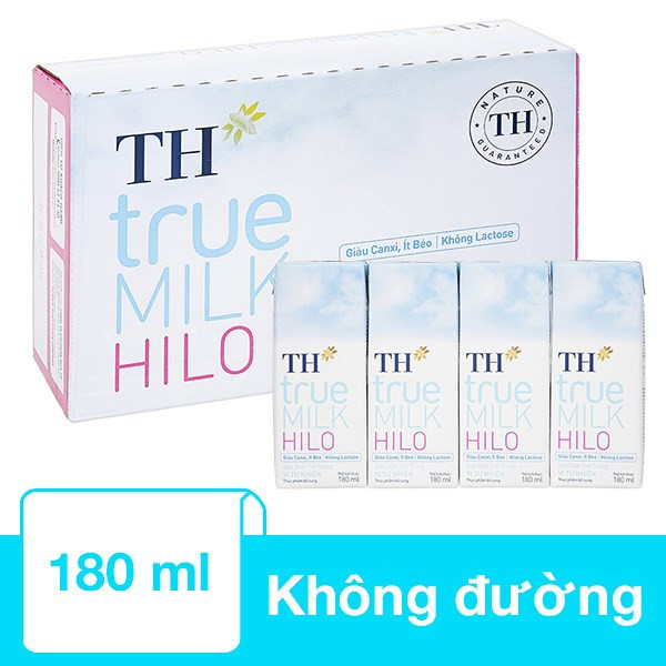 [TH True Milk] Thùng 48 Hộp Sữa Tươi Tiệt Trùng TH True Milk HILO - 180ml/hộp