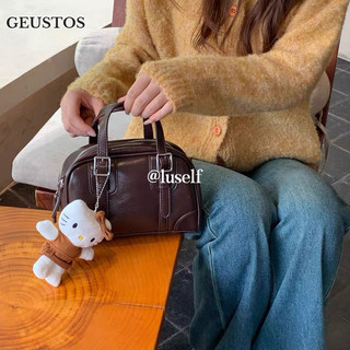 Geustos Luself Nữ Mới Hàn Quốc Retro Đen Túi Xách Túi Nhỏ Túi Đeo Vai Túi Messenger