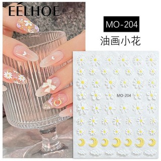 Miếng dán móng tay nghệ thuật, sơn dầu dập nổi 5D 3D miếng dán, miếng dán móng tay hoa cúc nhỏ Phụ kiện trang trí móng tay
