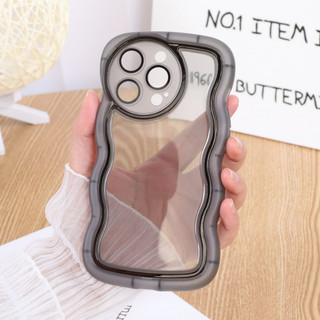 Ốp điện thoại ren gợn sóng trong suốt sang trọng phong cách Hàn Quốc cho iPhone 15 Pro Max 14 13 12 11 Pro Max Xs Max XR X / Xs 7 8 Plus Vỏ silicon mềm bảo vệ Camera
