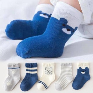  5 Cái   bộ Gấu Dễ Thương Cho Bé Tất Cotton Thoáng Khí Tập Đi Bé Trai Bé Gái Tất Thoải Mái Mềm Mại Trẻ Em Scoks 0-5 Tuổi 