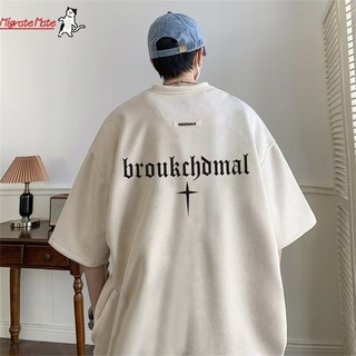 Áo thun trẻ trung thời trang phổ biến thương hiệu hợp thời trang nam đơn giản Bông tai Kẹp mới tay ngắn Nhật Bản