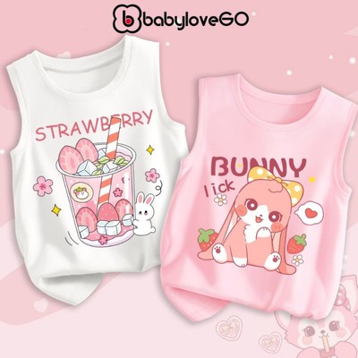 Áo ba lỗ bé gái BabyloveGO chất thun cotton mùa hè mềm mịn thoáng mát in hình cute dễ thương