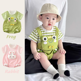 Hoạt Hình Thỏ Ếch Hình Quần Áo Cho Bé Trang Phục Mùa Hè Sọc Tay Ngắn Cho Trẻ Sơ Sinh Áo liền quần 0-2 Tuổi Tập Đi Romper