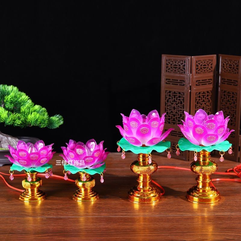 [Đèn LED sen] Plug-In Prosperous Fortune Lotus Lamp LED Cặp hộ gia đình tiết kiệm năng lượng cho Phậ
