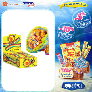 Combo Chupa Chups kẹo mút hương trái cây bó hoa 19 que và Kẹo dẻo Sour Belt hương trái cây hộp 48 dây