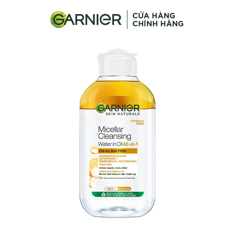 Nước làm sạch và tẩy trang cho da khô & trang điểm lâu trôi Garnier Micellar Water Oil-Infused 125ml