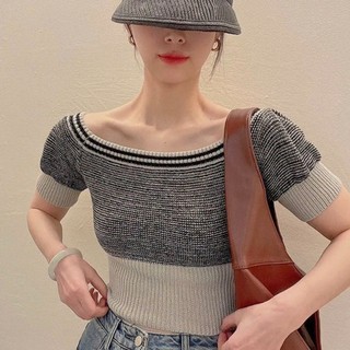 Cảm giác cao cấp Tính khí tương phản Màu sắc một vai lộ xương đòn đơn giản Tất cả các trận đấu tay phồng Sw