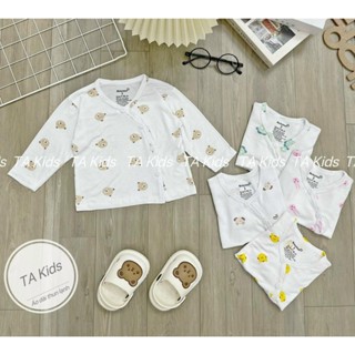 Áo Sơ Sinh Dài Tay Cài Lệch Minky Mom Chất Thun lạnh Siêu Mềm Mịn, Mát Cho Bé Trai, Bé Gái Sơ Sinh