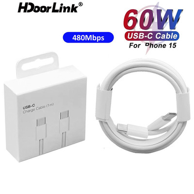 Cáp sạc nhanh HdoorLink PD 60W USB-C Type C sang Type C Cáp truyền dữ liệu cho IOS 15