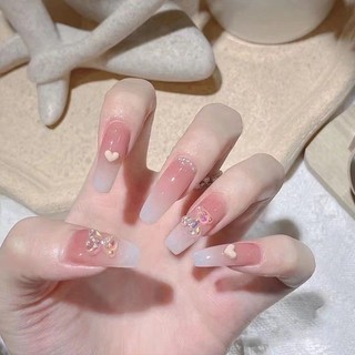Handmade Đeo Móng Tay Đầu Móng Tay Đầu Móng Tay Smudges Love Bear Pink Blush Pure Want to Show White Students