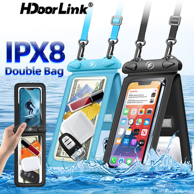 Hdoorlink Túi Đôi Chống Thấm Nước Ốp Điện Thoại Dưới Nước Túi Bơi Chống Nước PVC Túi Điện Thoại Bơi Phụ Kiện