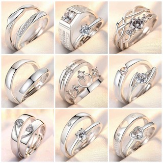 Nhẫn cặp đôi mô phỏng nhẫn kim cương nam nữ đơn giản thời trang tính khí phiên bản hàn quốc vương miện nhẫn zircon mở đám cưới