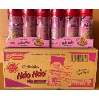 Thùng 24 lọ muối chấm tôm chua cay Hảo Hảo Acecook 120gr ( Mẫu mới)