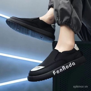 Cũ Bắc Kinh Giày Vải Mùa Hè Nam Giày Vải Slip-On Đen Thoáng Khí Ban Giày Lười Nam Giày Thường Ngày