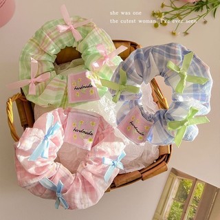 Milyfashion  Early Spring Ribbon Bow Hair Rope Plaid Fabric Large Intestine Hair Band Sweet Princess Hair Band Hair Rope Bun Hair Ornament