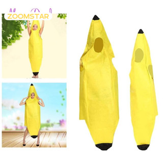 Zoomstar Quần áo chuối, áo liền quần trái cây, quần áo trang điểm trái cây, trang phục hài hước và độc đáo quần áo chuối, bộ trang điểm nhập vai Halloween GM2453DJ4