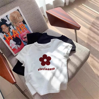 SALMO áo baby tee chất nữ Trắng cổ tròn áo thun lửng cute girl outerity 100% cotton local brand Y1485