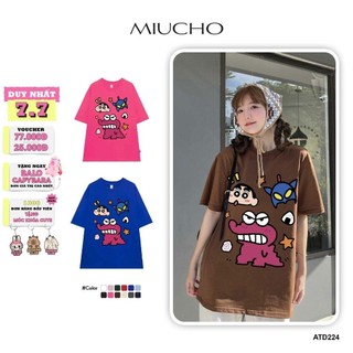 Áo thun nữ in hình Shin dễ thương form rộng ATD224 Miucho cotton spandex in Artwork