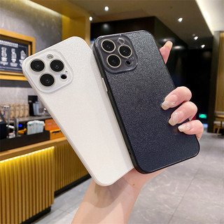 Ốp bảo vệ ống kính thủy tinh hạt Litchi sang trọng cho vỏ IPhone 15 Pro Max 14 Pro Max 13 12 Pro Max