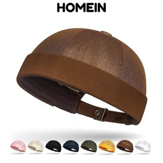Mũ beanie lưới HOMEIN, Mũ Docker không vành có thể điều chỉnh màu trơn, Thời trang Retro Thoáng khí Skullcap Unisex