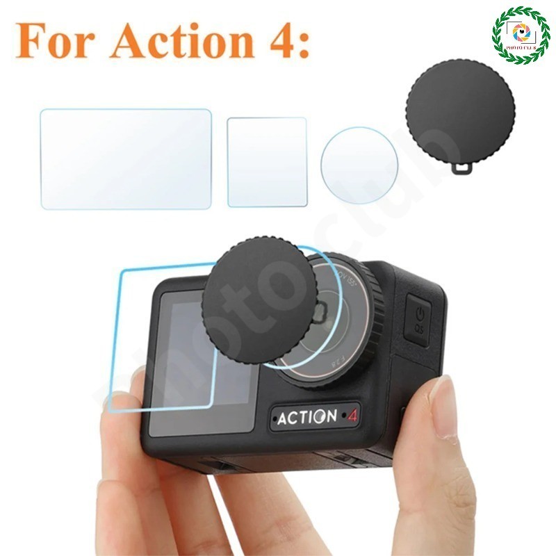Dành Cho DJI Action 4 Ống Kính HD Kính Cường Lực DJI Action4 Bảo Vệ Màn Hình Phía Trước Phía Sau Nắp
