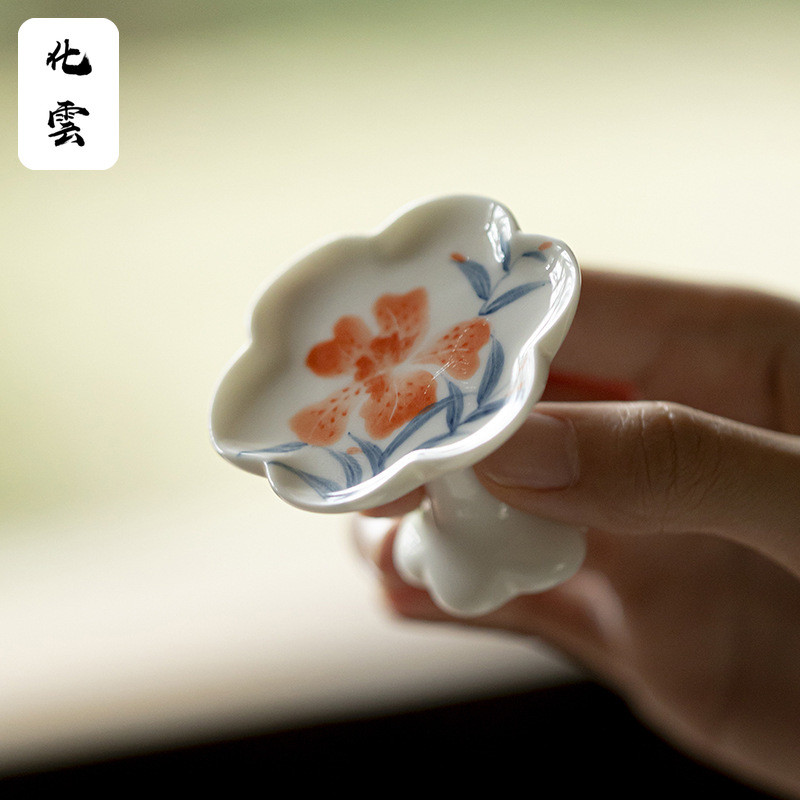 Hoa Tay Nắp Trà Đạo Phụ Kiện Lễ Trà Lễ Vẽ Tay Iris Ấm Trà Vị Trí Bàn Kung Fu Bộ Trà Nắp [A827]