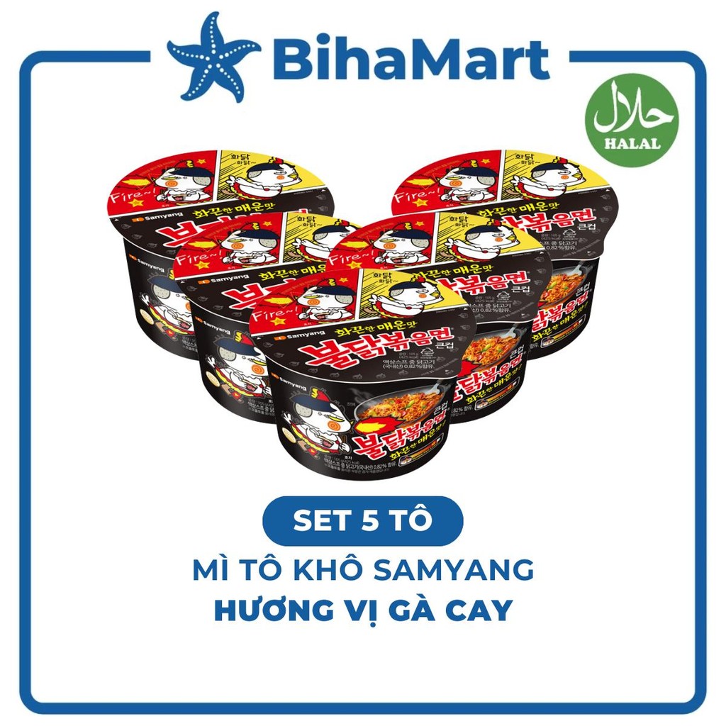 [SET 5 TÔ] - SAMYANG - Mì tô khô Samyang hương vị Gà cay, Mì tô Gà cay Samyang Hàn Quốc, Mì khô gà c
