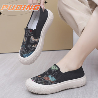 Giày lười vải canvas phong cách mới dành cho nữ, giày lười, giày ngư dân đế dày, giày vải thông thường thời trang