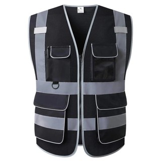Áo Vest An Toàn Tầm Nhìn Cao Có Túi Áo Phản Quang Lưới Áo Vest Xây Dựng Thoáng Khí Tiêu Chuẩn ANSI / ISEA