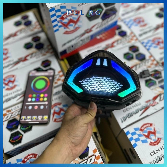 Cụm đèn hậu Winner X audi I8 chỉnh app nhiều chế độ và màu sắc