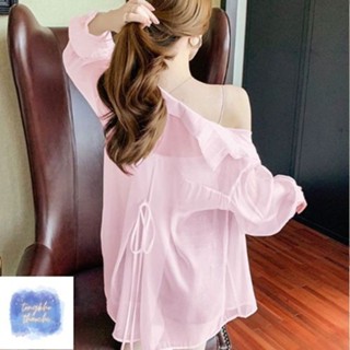 Áo Khoác Mỏng Cổ Bẻ Tay Dài,Áo Sơ MI Nữ Form Rộng Tay Bồng Xẻ 2 Tà Sau Lưng Buộc Nơ Năng Động Thời Trang Nữ| tổng Kho