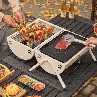 Nướng Thịt Nướng Hộ Gia Đình Di Động Chiên Nướng Kép Nướng Chảo Cắm Trại Ngoài Trời Không Khói Than Thịt Nướng Giá
