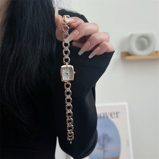 Vòng tay hình chữ nhật Đồng hồ dây thép Ánh sáng đơn giản Dây chuyền sang trọng Mặt số nhỏ tinh tế