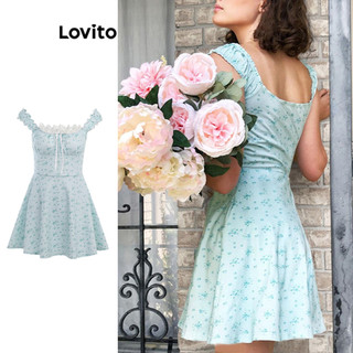 Đầm Lovito họa tiết hoa nhí phong cách thường ngày cho nữ LNA56041