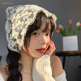 Siyuyan Dễ Thương Ngọt Ngào Retro Ren Hoa Đầu Khăn Xu Hướng Thanh Lịch Mũ Dành Cho Nữ Cô Gái Khăn Hình Tam Giác Buộc Tóc VN