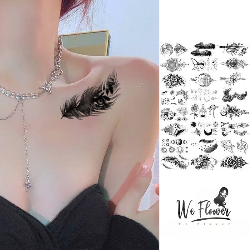 Chúng Tôi Hoa Hàn Quốc Dễ Thương Màu Đen Hoa Hồng Lông Tạm Thời Hình Xăm Dán Cho Cánh Tay Cổ Chân Hình Xăm Cơ Thể DIY Nghệ Thuật Đồ Trang Trí